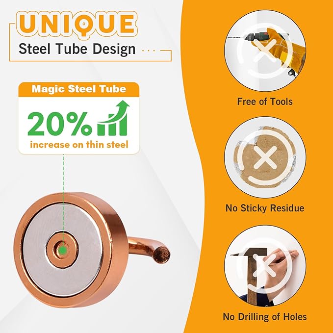 Neosmuk Magnetic Hooks, Cruise Ship Essentials, 40lb+ Heavy Duty Magnetic Hooks for Cruise Cabins, Refrigerator, Grill, Hanging, and Travel | Extra Strong Must-Haves Magnet Hook,Bronze