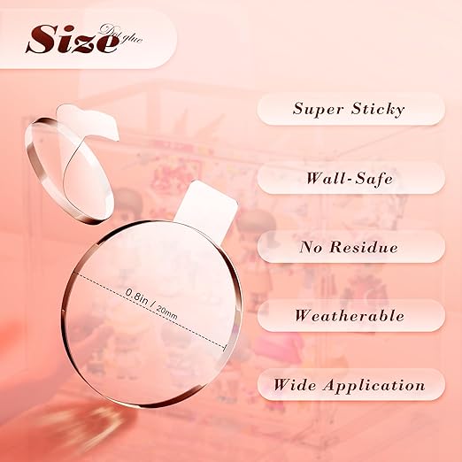 0.8in Clear Poster Putty with Pull Tabs, Removable No Damage Double Sided Adhesive Dots, Waterproof Heat Resistant Mounting Putty Sticky Tack (140)