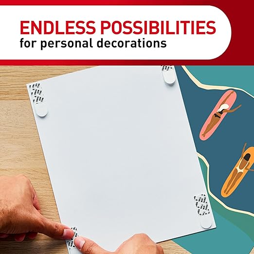 Command Poster Strips, Damage Free Hanging Poster Hangers, No Tools Wall Hanging Strips for Back to School Posters, 256 White Command Adhesive Strips
