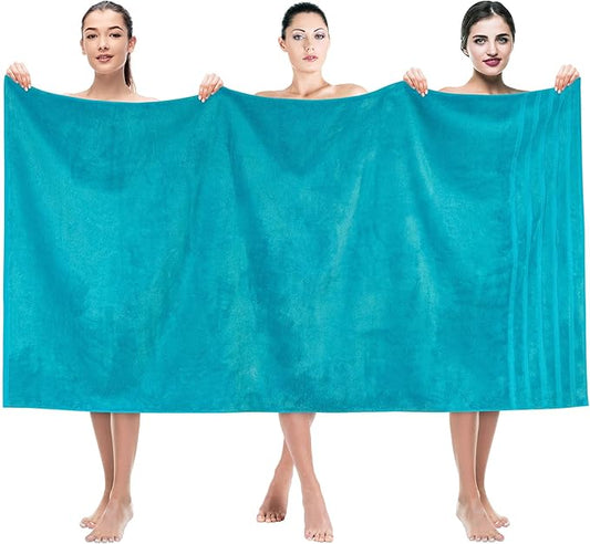 American Soft Linen 35x70 Jumbo Large Bath Towel, 600 GSM 100% Cotton Turkish Bath Sheet, Oversized Luxury Bath Towel for Bathroom Beach and Pool, Aqua Blue