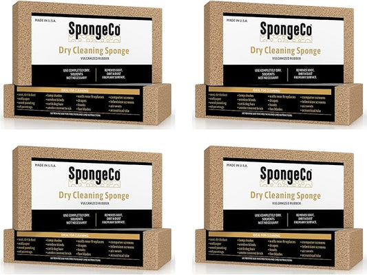 Dry Cleaning Soot Eraser Sponge - Pet Hair, Smoke, Soot, Dust and Dirt Remover 3x6x1.5 4 Pack