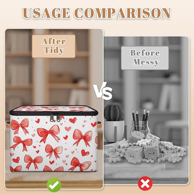 Cubes Storage Baskets,Ribbon Bow Empty Gift Basket,Foldable Storage Box Bin,Waterproof Open Shelf Basket Organizer for Clothes Toy Bedroom Nursery Home Decorative
