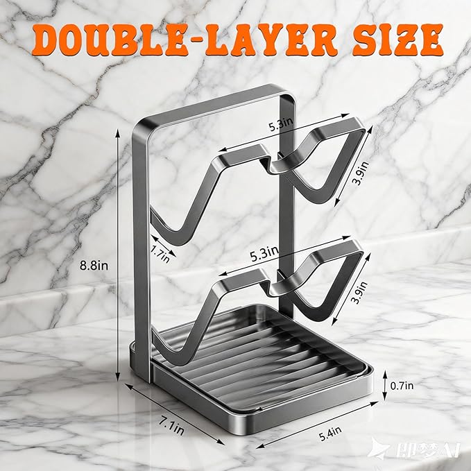 2026 New Kitchen Pot Lid Storage Rack, Multifunctional Pot Lid Organizer Rack, Lid Holder While Cooking, Lid And Spoon Rest, Thickened Carbon Steel Material, Higher Load-Bearing And Stability (Grey)