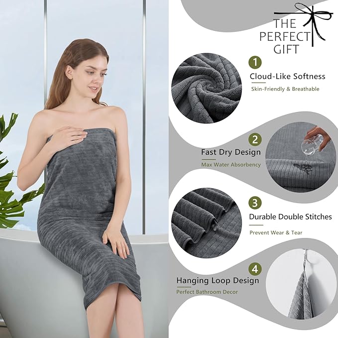 Bath Towel Set 8-Piece Premium Bathroom Towel Set,Extra Soft 2 Oversized Large Bath Sheet 35"x70",2 Hand Towel 16"x31",4 Washcloths 13"x13",Highly Absorbent Quick Dry Microfiber Towel (Grey)