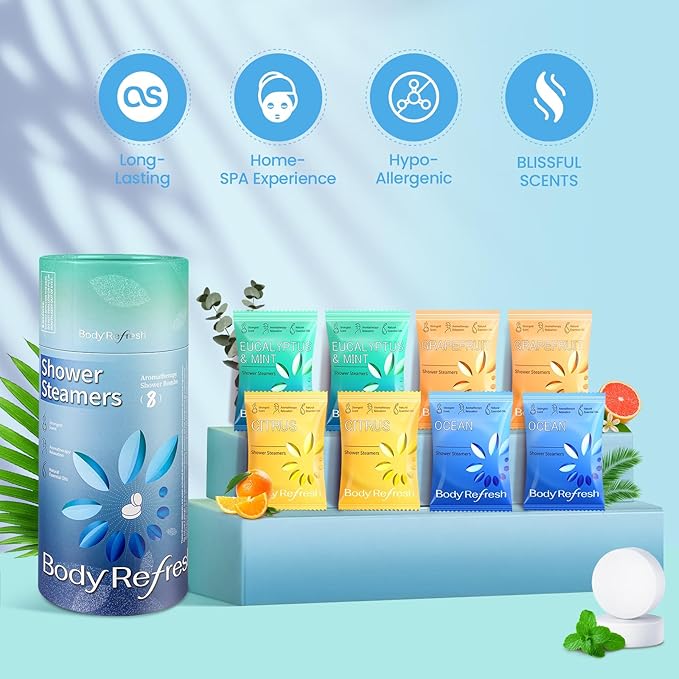 Shower Steamers Aromatherapy 8 Pack, Birthday Gifts for Men, Shower Bombs for Stress Relief Relaxation Self Care, Easter Basket Essentials