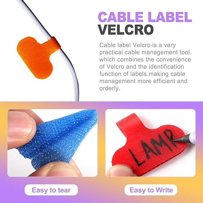 40 Pack Multi-Color Writable Wire Labels - Reusable Cord Tags for Easy Electronics Cable Identification & Management