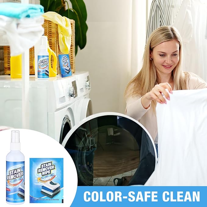 2 Pack 4 oz Stain Treater Spray Stain Remover Spray with 50 Cleaning Wipes Coffee Food Grease Dirt Remover for Clothes Carpet Couches Rugs Car Seats Fabric