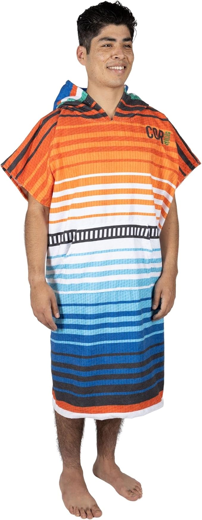 COR Surf Poncho Changing Towel Robe with Hood and Front Pocket — Thick Quick Dry Microfiber Wetsuit Poncho Towel for Surfing Beach Pool Swim (Large, Sarape)