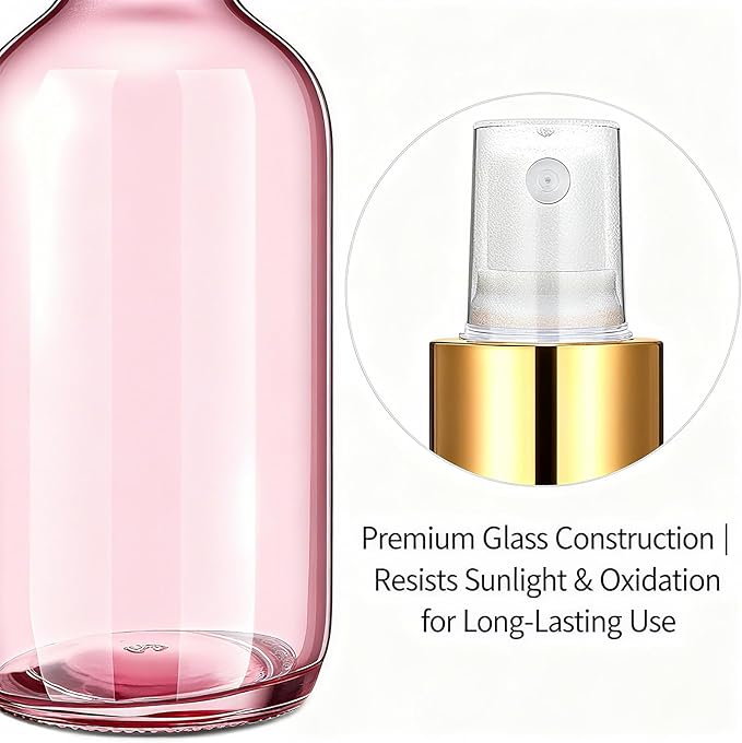 54 Pack 4 oz Small Glass Spray Bottles, Pink Refillable Fine Mist Bottles for Essential Oils, Cleaning Solutions, Perfume, Travel Size Liquid Containers