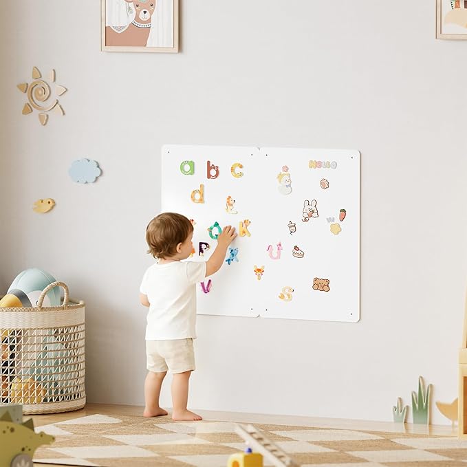 2 Pack Magnetic Board for Wall, 17.5" x 11.4" Magnet Bulletin Memo Board, Metal Sheets to Display Magnetic Letter Number Souvenir, Notes, Poetry, Photos, White