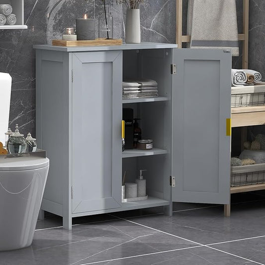 TaoHFE Grey Bathroom Storage Cabinet,Bathroom Cabinets Freestanding with 2 Doors,Towel Cabinet for Bathrooms,Restroom Cabinets,Small Storage Cabinet for Office,Restaurant,Living Room