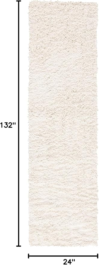 SAFAVIEH August Shag Collection Runner Rug - 2' x 11', Ivory, Solid Design, Non-Shedding & Easy Care, 1.5-inch Thick Ideal for High Traffic Areas in Living Room, Bedroom (AUG200C)
