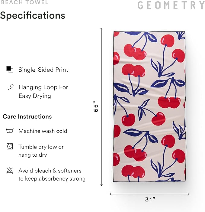 Micro-Loop Beach Towel – Spring & Summer Collection – Quick-Dry, Sand-Resistant, Ultra-Absorbent Compact Towel for Beach & Travel (Cherry Slush)