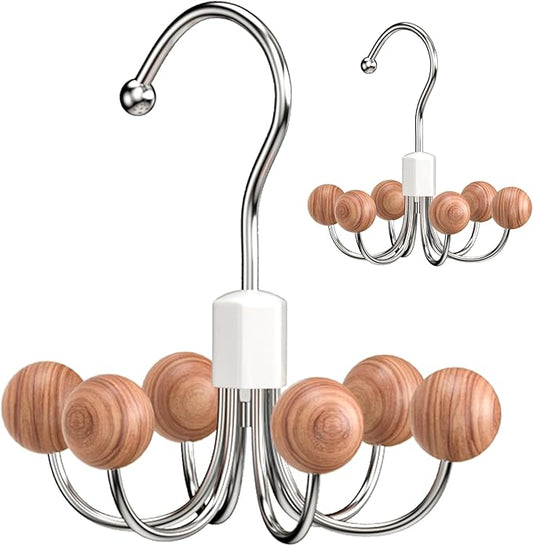 OHIYO 2-Pack 360° Swivel Hoodie Hangers with 6 Cedar Balls, Closet Organizer for Bra, Scarves, Belts, Purse & Accessories Storage
