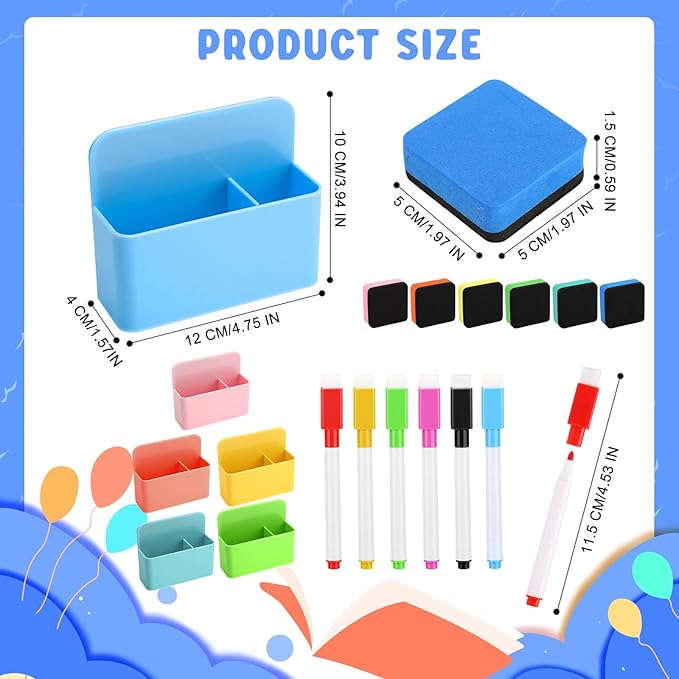 6 Pcs Magnetic Dry Erase Marker Holder for Whiteboard, Magnet Pencil Storage Organizer for Office Refrigerator Locker Classroom Organization Metal Cabinets