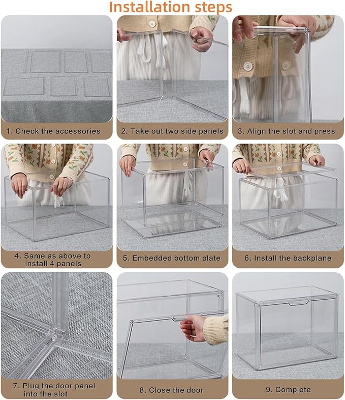 1 Pack Transparent Storage Box Handbag Display Magnetic Organizer for Shoes, Book, Cosmetic, Toys, Dolls Hat, Handmade, Snack Container (1 PACK)