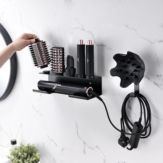 for Shark Flexstyle Wall Mount Stand Holder, Shark Flex Style Hair Blow Dryer Storage Rack, Accessory Attachments Organizer, with Cord Hanger Hook