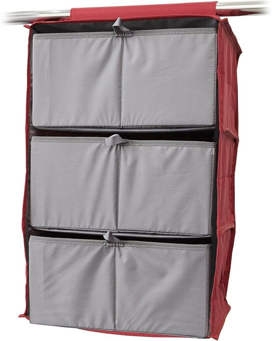 Covermates Keepsakes Hanging Closet Organizer Set - Heavy Duty Material, Sturdy Interior Shelves, Includes Trays with Dividers - Closet Storage, Scarlett Red