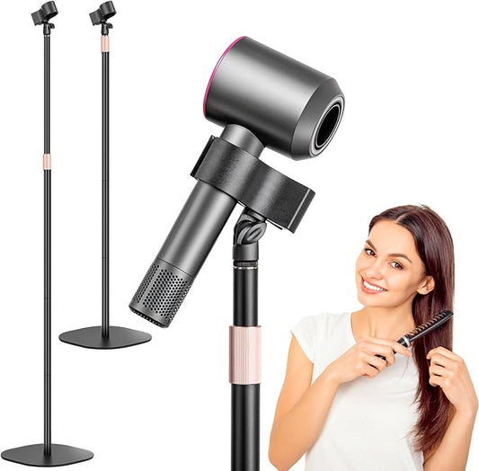 Hair Dryer Stand, 1.68M Height Adjustable Blow Dryers Holder, Ultra Stable Holder with 360° Rotating, Universal Clips, Work with All Dryer, Floor Dryer Stand for Salons or Home Use