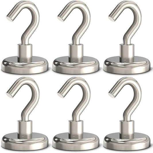Magnetic Hooks Heavy Duty, 110 lbs Strong Magnet Hooks for Hanging, Magnet with Hook for Cruise, Refrigerator, Pack of 6