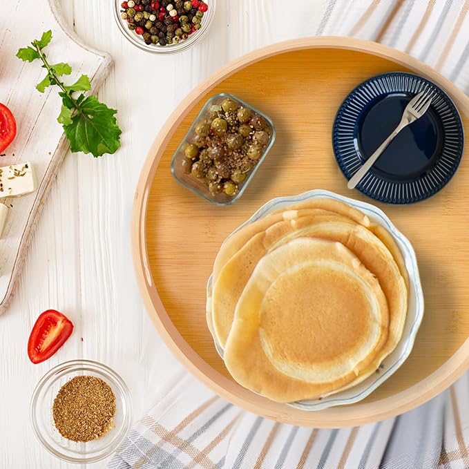 14in Bamboo Lazy Susan Turntable - Round Rotating Organizer for Pantry, Cabinet, Countertop & Kitchen | Spinning Spice, Can, jar & Seasoning Storage Tray