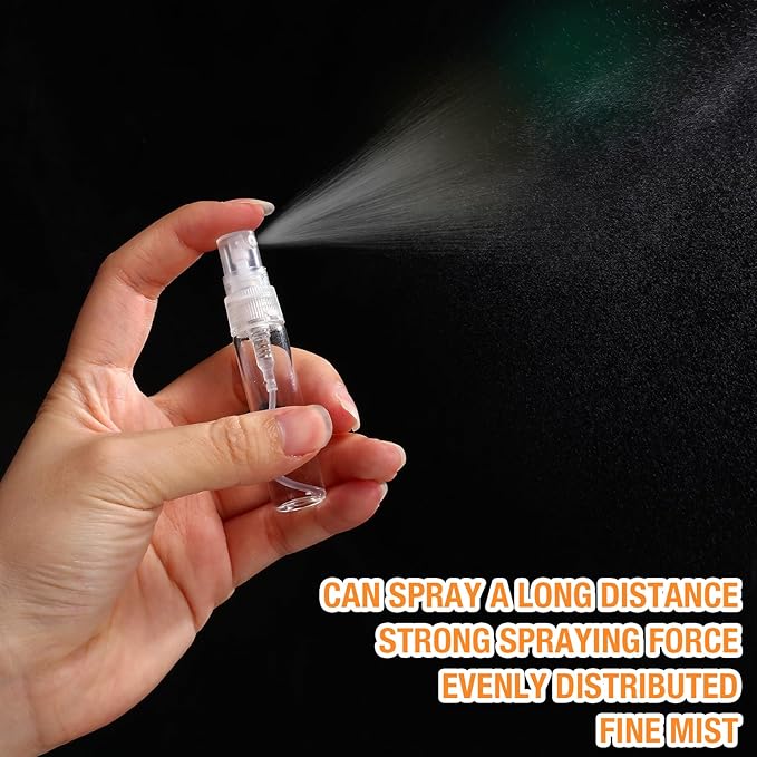 Tanlade 300 Pcs 5ml Mini Spray Bottles Refillable Clear Glass Travel Perfume Atomizer Mouthwash Bottle Cologne Small Sample Containers for Essential Oils, Retailers