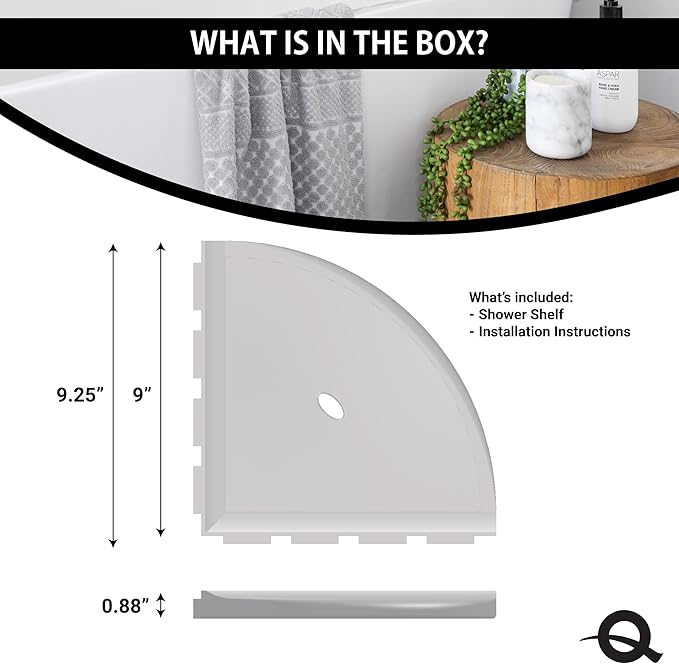 Questech 10" Corner Shower Shelf - Lugged for New Construction, Shower Organizer for Tiled Walls, Corner Caddy Soap Dish Bathroom Storage, Metro Lugged, Graphite Black