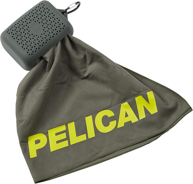 Pelican Outdoor - Multi-Use Towel with Carry Case - Ultra Absorbent Microfiber - Olive Drab