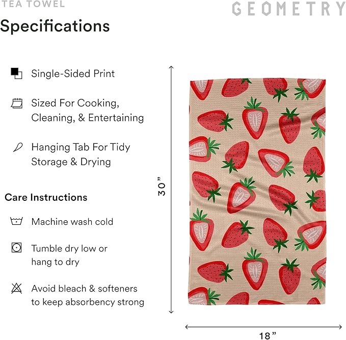 Spring Kitchen Towels - Quick Dry Microfiber Cloth Spring & Summer Dish Towels for Kitchen Drying - Premium Quick Dry Towel - Strawberry Shortcake, 18" x 30" - 1-Pack