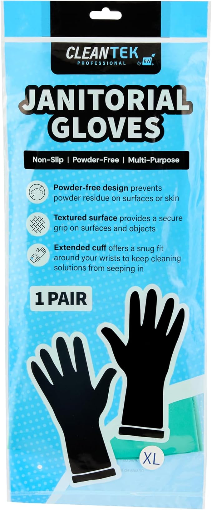 Green Cleaning Gloves 10 Pairs 15 Mil Thick Extra Large Heavy-Duty Nitrile Gloves With Long Cuff No-Latex Flock Lining For Use In Hospitals, Commercial Kitchens and Households