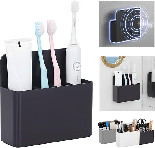Magnetic Toothbrush Holder – Cruise Must-Have Wall-Mount Bathroom Organizer – Cruise Essentials 2025 & 2026 for Royal Caribbean, Alaska & Caribbean Staterooms (Black)