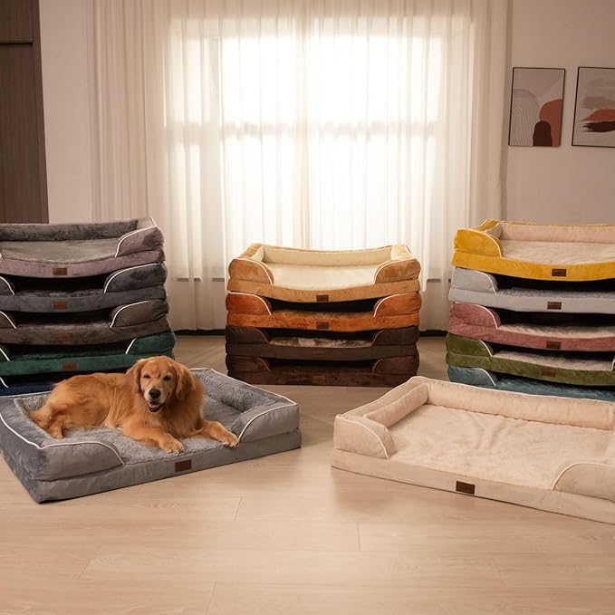 Comfort Expression Orthopedic Dog Bed for Small Dogs 20x14 Inch, Waterproof Supportive Egg Crate Foam Small Pet Bed with Removable Bolsters, Dog Couch with Washable Cover & Non-Slip Bottom, Dark Brown