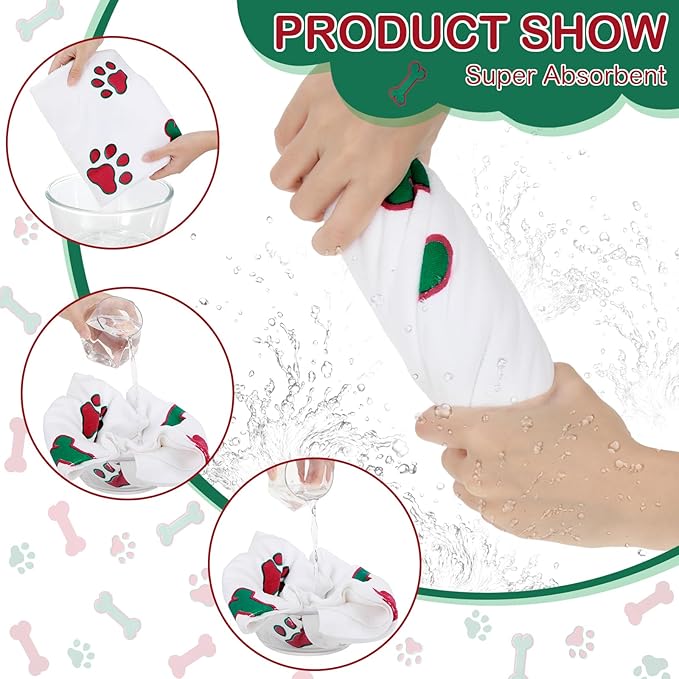 8 Pcs Dog Towels for Drying Dogs Cats Pet Towels Bulk Puppy Microfiber Quick Drying Paw Bath Bathing Supplies Absorbent for Medium Pets (Red Green,40 x 24 Inch)