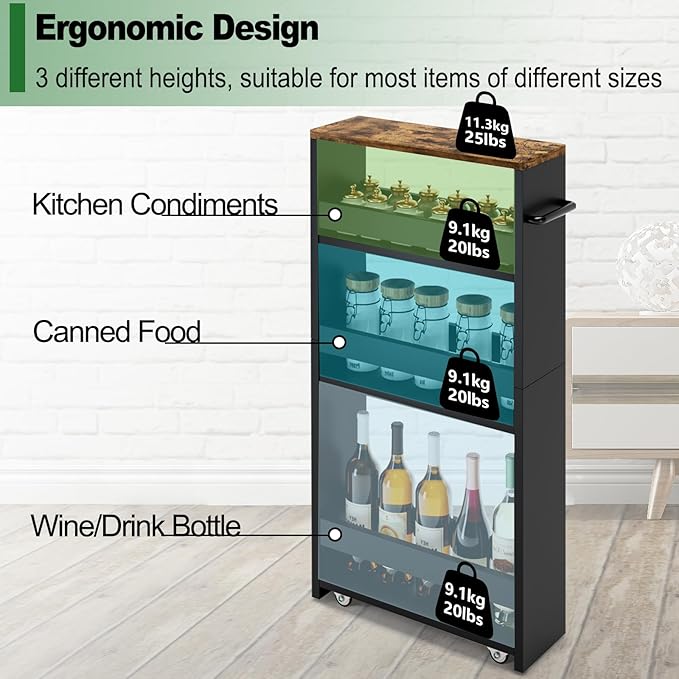 4-Tier Slim Rolling Storage Cart with Wheels - Mobile Organizer for Narrow Spaces in Black