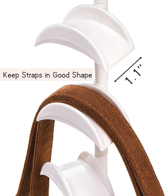 Lyellfe 3 Pack Purse Hanger for Closet, 360°Rotatable Handbag Tote Bag Hooks, Space Saving 4 in 1 Bag Hanging Organizer for Belt, Scarves, Hat, Keep Straps in Good Shape
