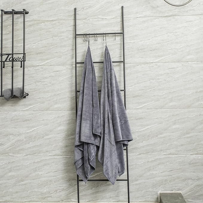 Bath Towels Set 6 Pack (30" x 60") - Extra Large Microfiber Bathroom Towel, Absorbent, Quick Drying for Adult, Swim, Gym, Spa, Fitness, Sports, Yoga, Grey