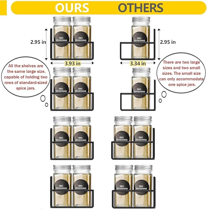 Magnetic Spice Rack for Refrigerator, 4 Pack Magnetic Shelf with 1 Hook Magnet Spice Storage Rack Seasoning Organizer with Screw for Oven Fridge (Black-5pack) (Black gun, 4Rack&1Hook)