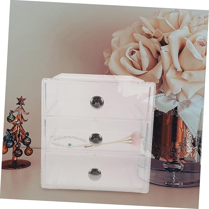 Cosmetic Storage Box 3-layer Organizer Drawers Acrylic Makeup Organizer Tabletop Storage Solution