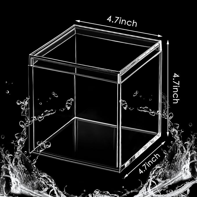 Blulu 8 Pcs Clear Acrylic Box with Lid Plastic Jewelry Mini Storage Box Mini Cube Containers for Candy and Tiny Jewelry Easter Party Favor(4.72 x 4.72 x 4.72 Inch,Classic Style)