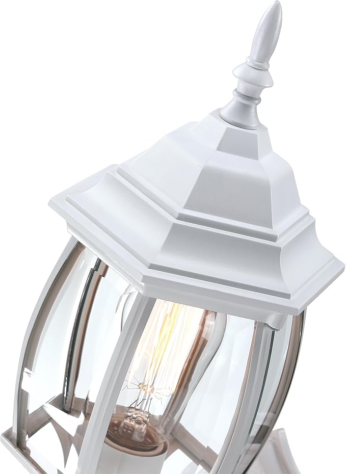 16.8 Inch White Outdoor Wall Lights Dusk to Dawn, Outside Wall Sconce for House White Dusk to Dawn Sensor Outdoor Light for Front Door Porch Sconce with Vintage Design,E26