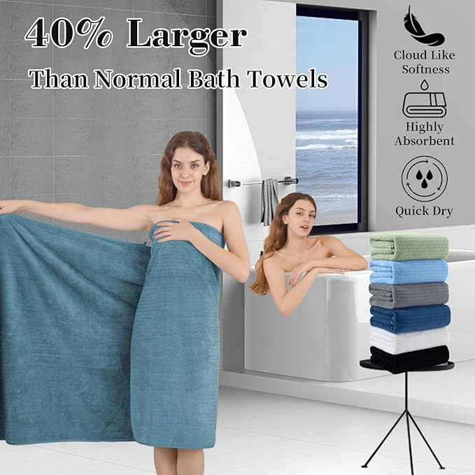 Extra Large Bath Sheet Set of 4,Ultra Soft Fluffy Towel,35”x 70”Oversized Bath Towel Set,Premium Microfiber Bathroom Towel Set Highly Absorbent Quick Dry Shower Towel for Bathroom,Hotel,Spa(Turquoise)