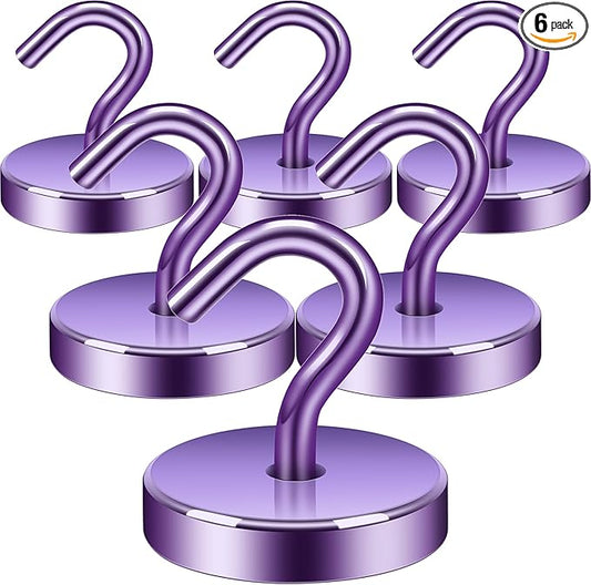 Neosmuk Magnetic Hooks, Cruise Ship Essentials, 120lb+ Heavy Duty Magnetic Hooks for Cruise Cabins, Refrigerator, Grill, Hanging, and Travel | Extra Strong Must-Haves Magnet Hook,Purple