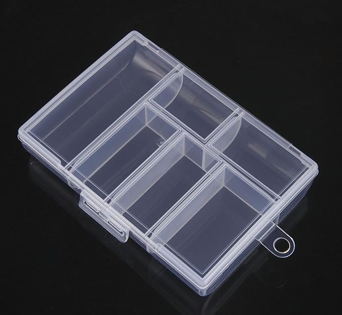 6-Grid Transparent Plastic Storage Box - 4.7x3.1x0.9 Inch Clear Organizer for Jewelry, Beads, Fishing Hooks & Nail Accessories