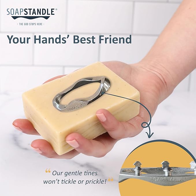 SoapStandle Bar Soap Gripper: Eco-Luxury, Rust-Resistant Stainless Steel Soap Holder for Bath and Showers, No Goo or Mess Soap Saver, 1pc