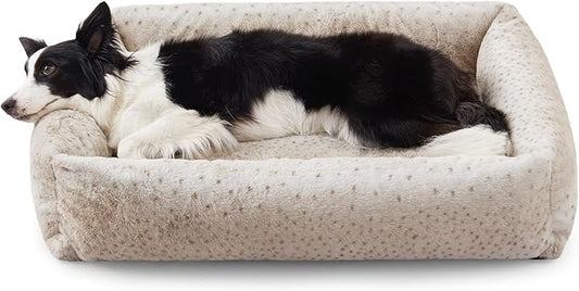 JOEJOY Dog Bed Medium Size Dog, Washable Orthopedic Premium Soft Corduroy Fleece Pet Bed with Removable Zipper Cover, Cute Calming Puppy Bed with Non Skid Bottom