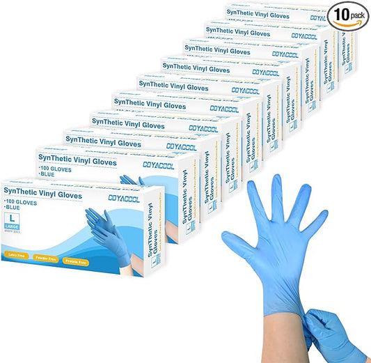Disposable Gloves Large, Nitrile and Vinyl Blend Material Gloves, Latex Free, 4 Mil,1000 Pc. Food Grade Glove for Cleaning, Food Prep, Hair Dye, Tattoo, Blue
