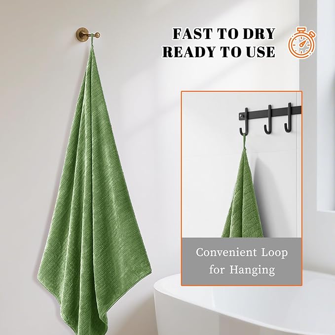 Bath Towels Set of 4 Extra Large 35 x 70 Inches,Luxury Thick High Absorbent and Quick Dry Bath Sheet,Ultra Soft Microfiber,Bathroom,Beach,Yoga,Sport,SPA,Fitness (Sage Green)