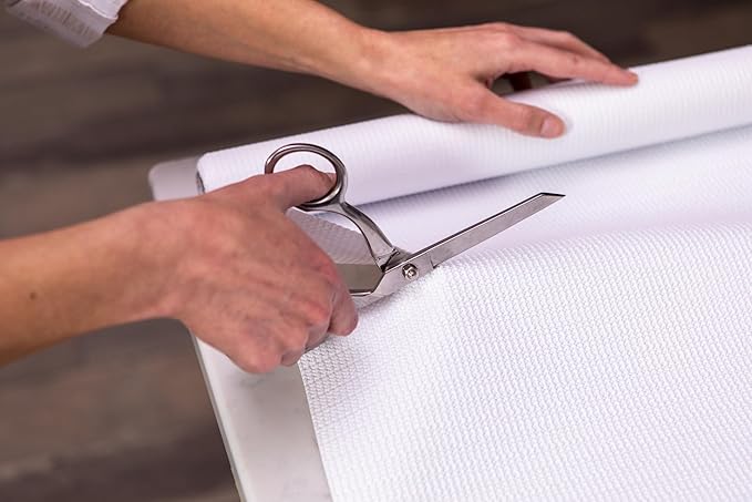 Smooth Top EasyLiner for Cabinets & Drawers - Easy to Install & Cut to Fit - Shelf Paper & Drawer Liner Non Adhesive - Non Slip Shelf Liner - 20in. x 6ft. - 6 Roll Project Pack - Gray Quatrefloral