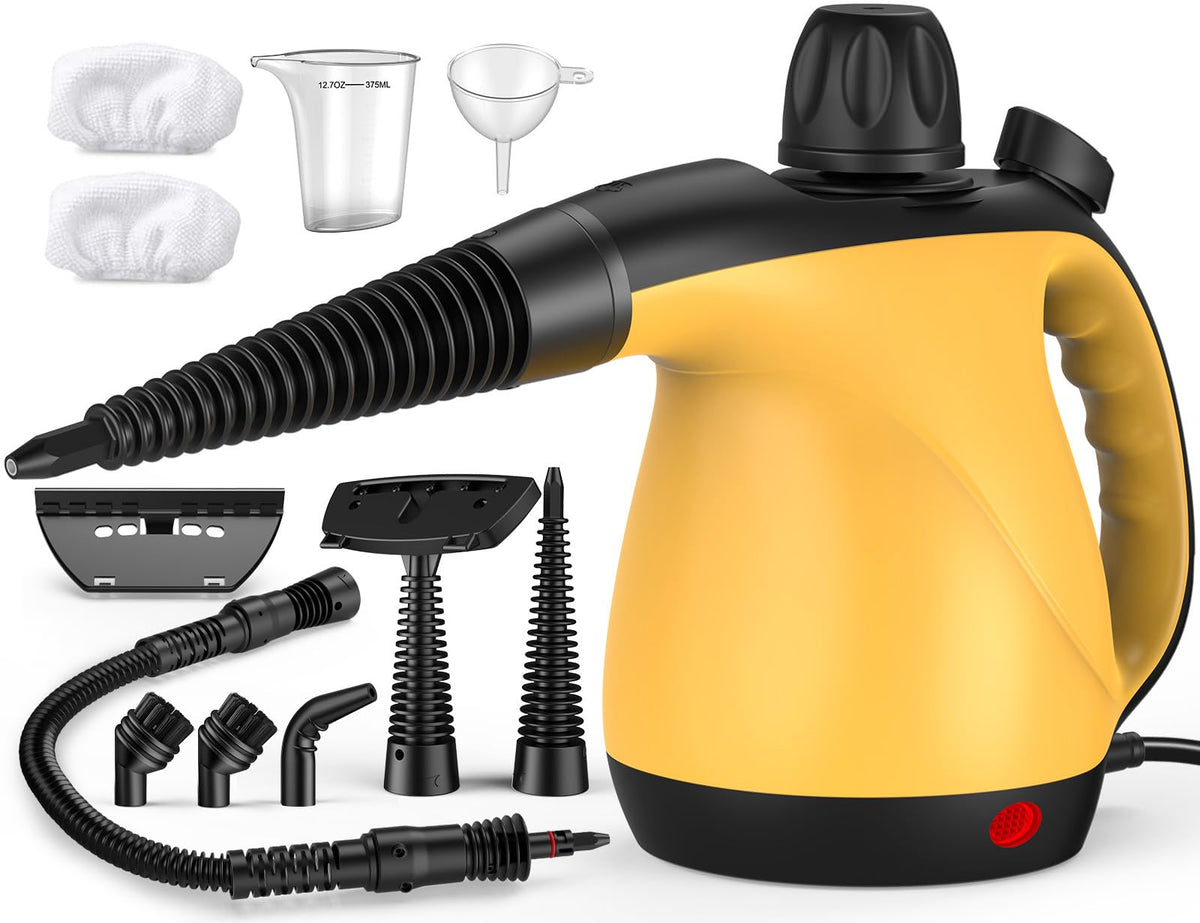 Handheld Pressurized Steam Cleaner for Home with 11Pcs Accessories, Heating & Chemical-Free Steamer for Cleaning, Multi-Surface Steam Cleaner for Car|Furniture|Floor|Tile|Grout|Mor