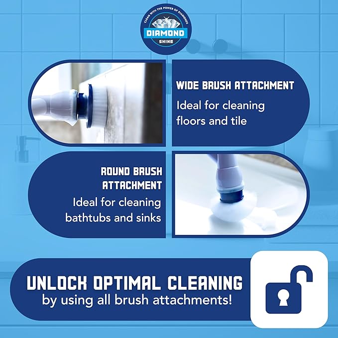Diamond Shine Power Scrubber - 6 Pack Replacement Head Set - Spin Brush Cleaning Heads Upgrade
